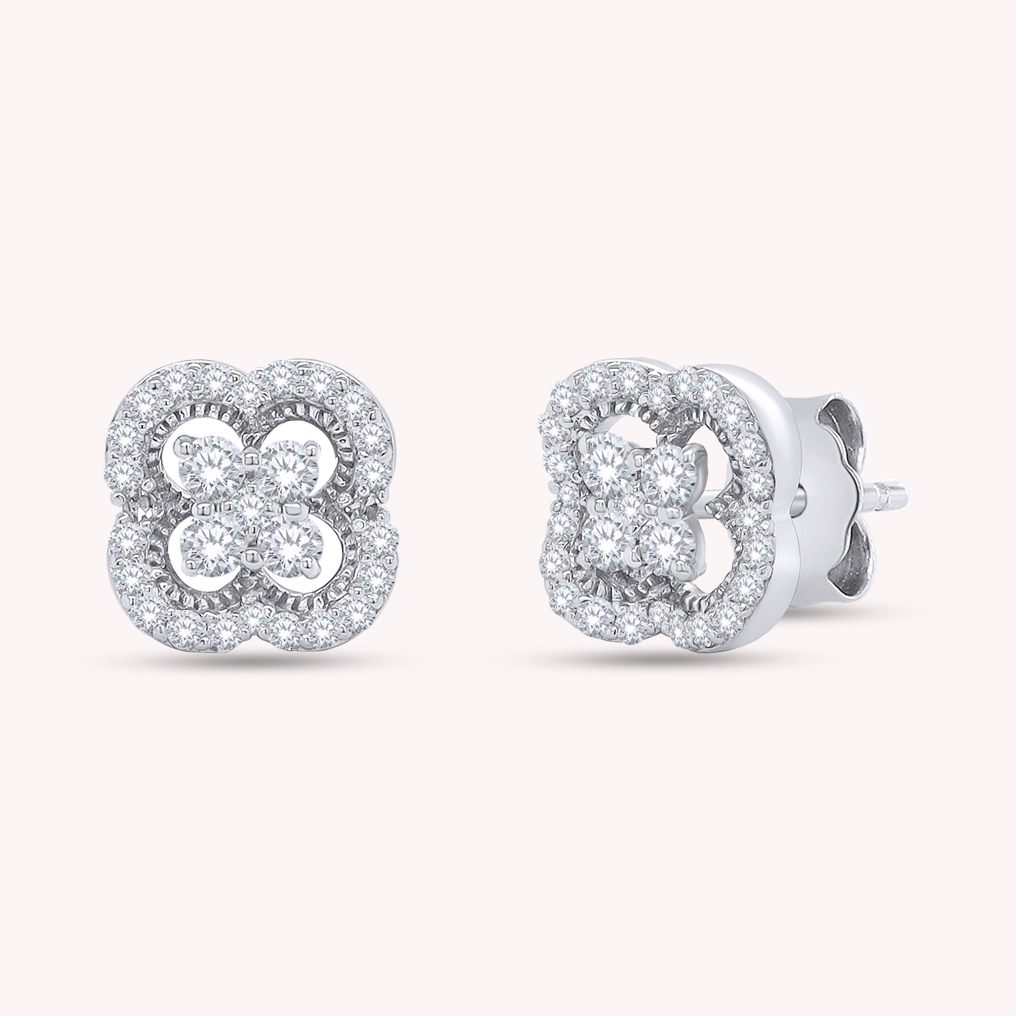Four-Leaf Clover Cluster Diamond Earrings