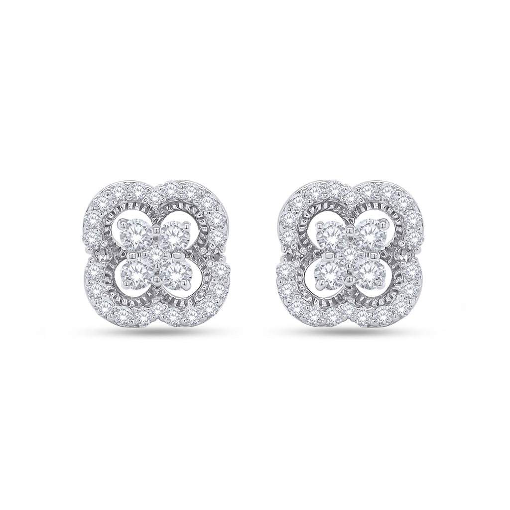 Four-Leaf Clover Cluster Diamond Earrings