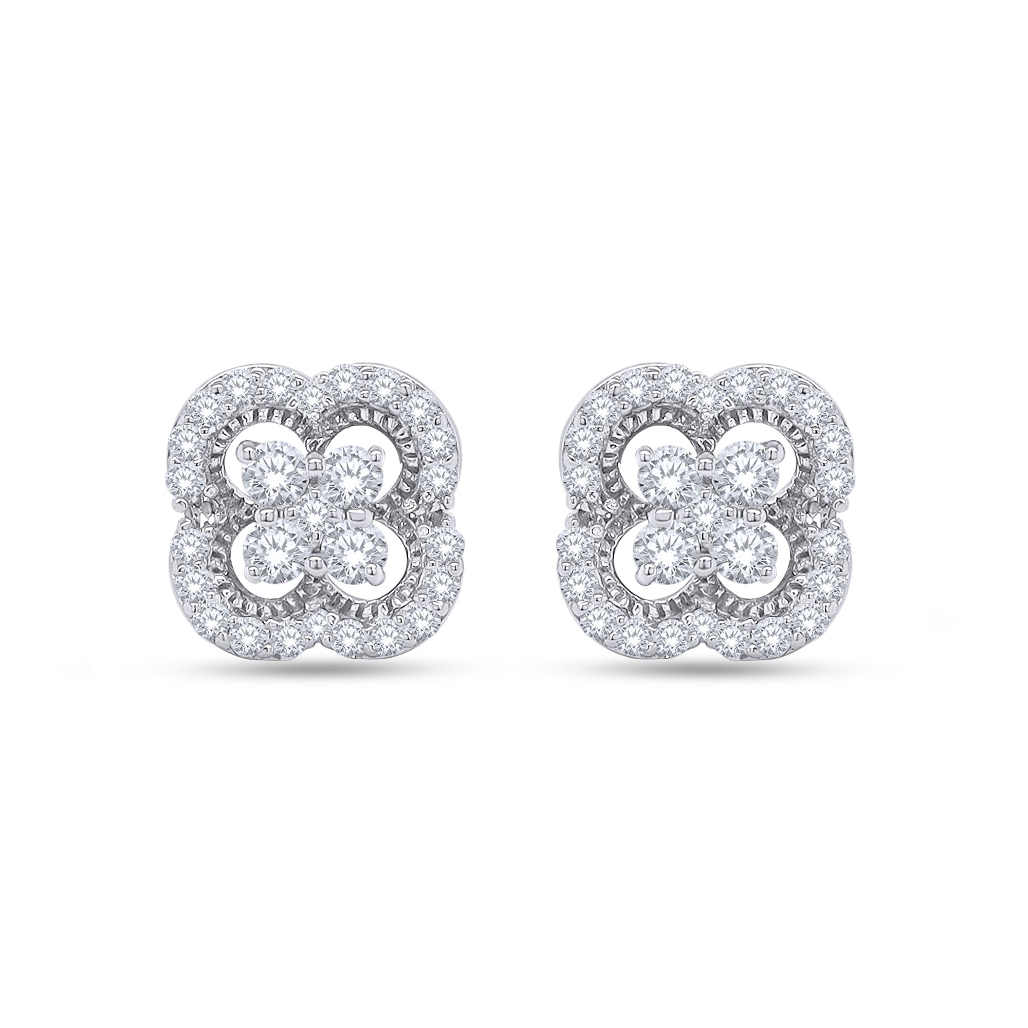 Four-Leaf Clover Cluster Diamond Earrings