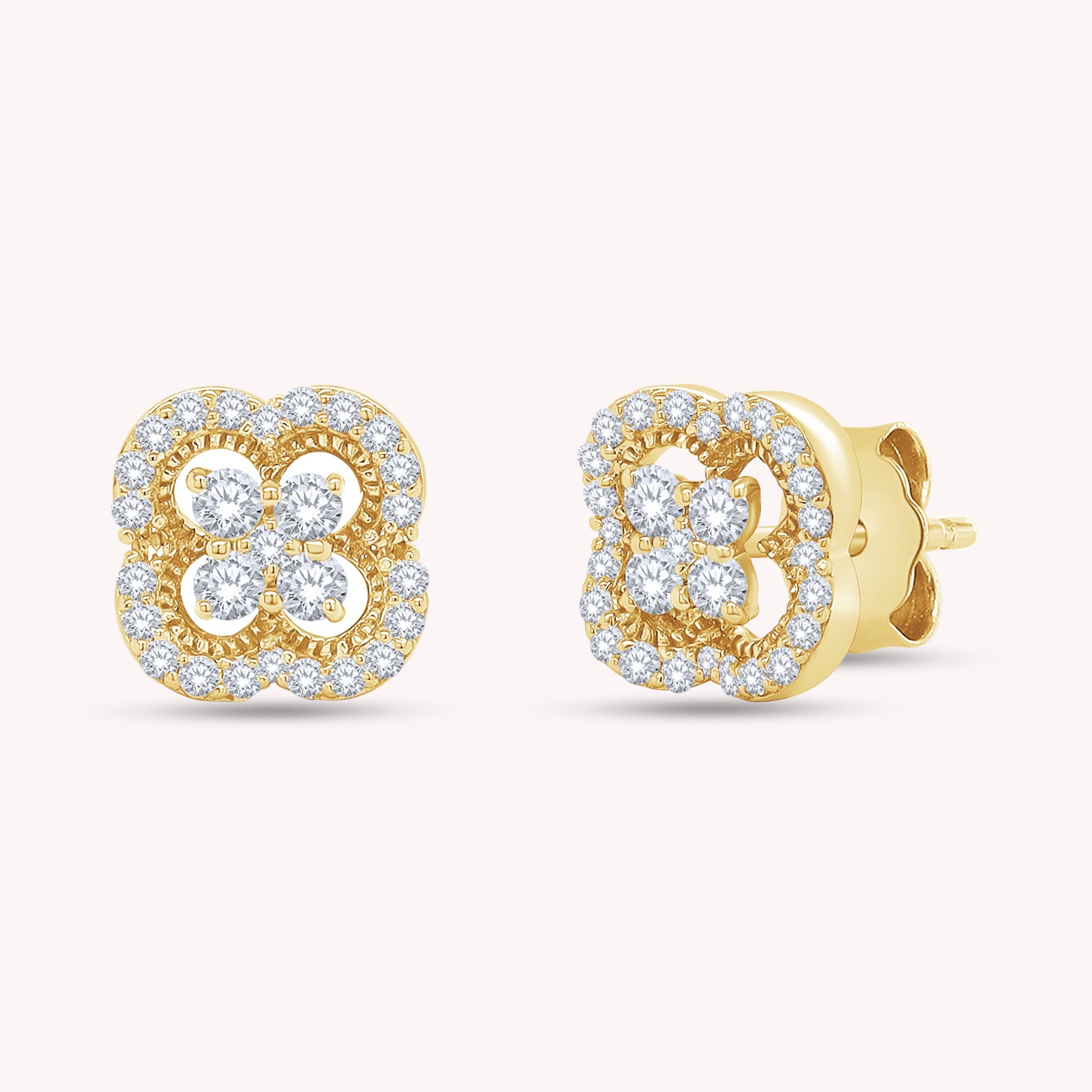 Four-Leaf Clover Cluster Diamond Earrings