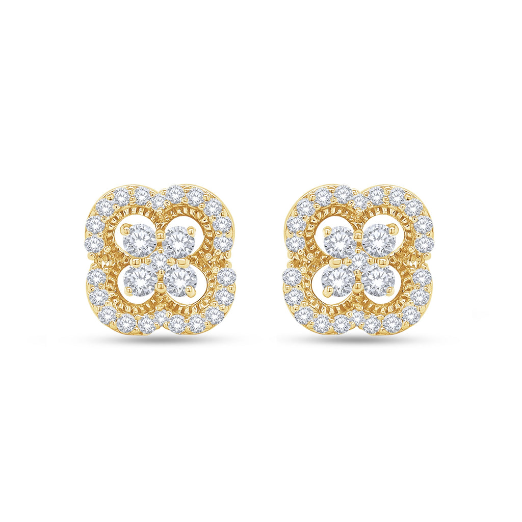 Four-Leaf Clover Cluster Diamond Earrings