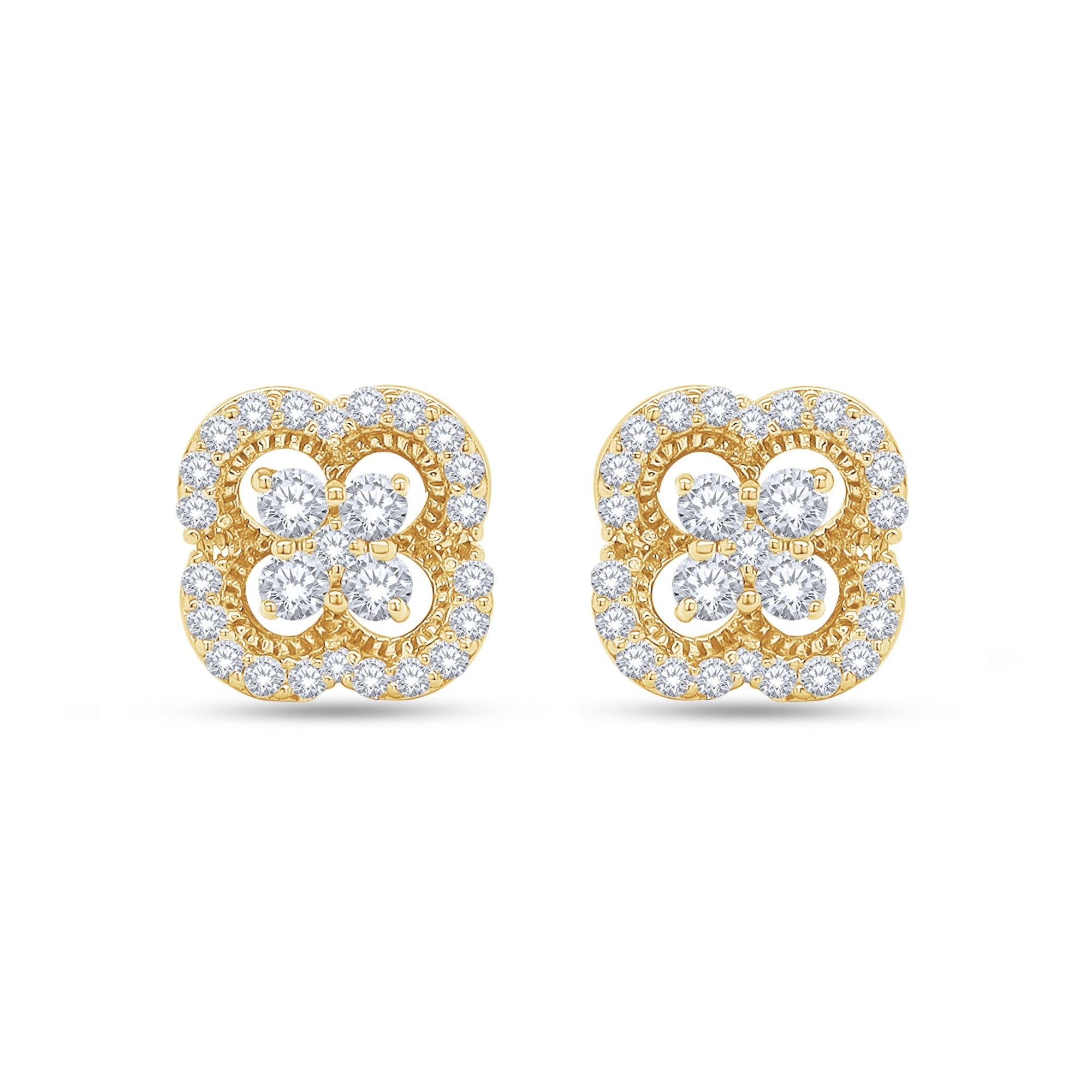 Four-Leaf Clover Cluster Diamond Earrings