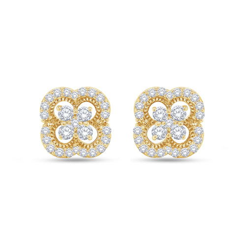 Four-Leaf Clover Cluster Diamond Earrings