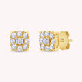 Round and Baguette 0.25 Carat Lab Grown Diamond Square Stud Earrings