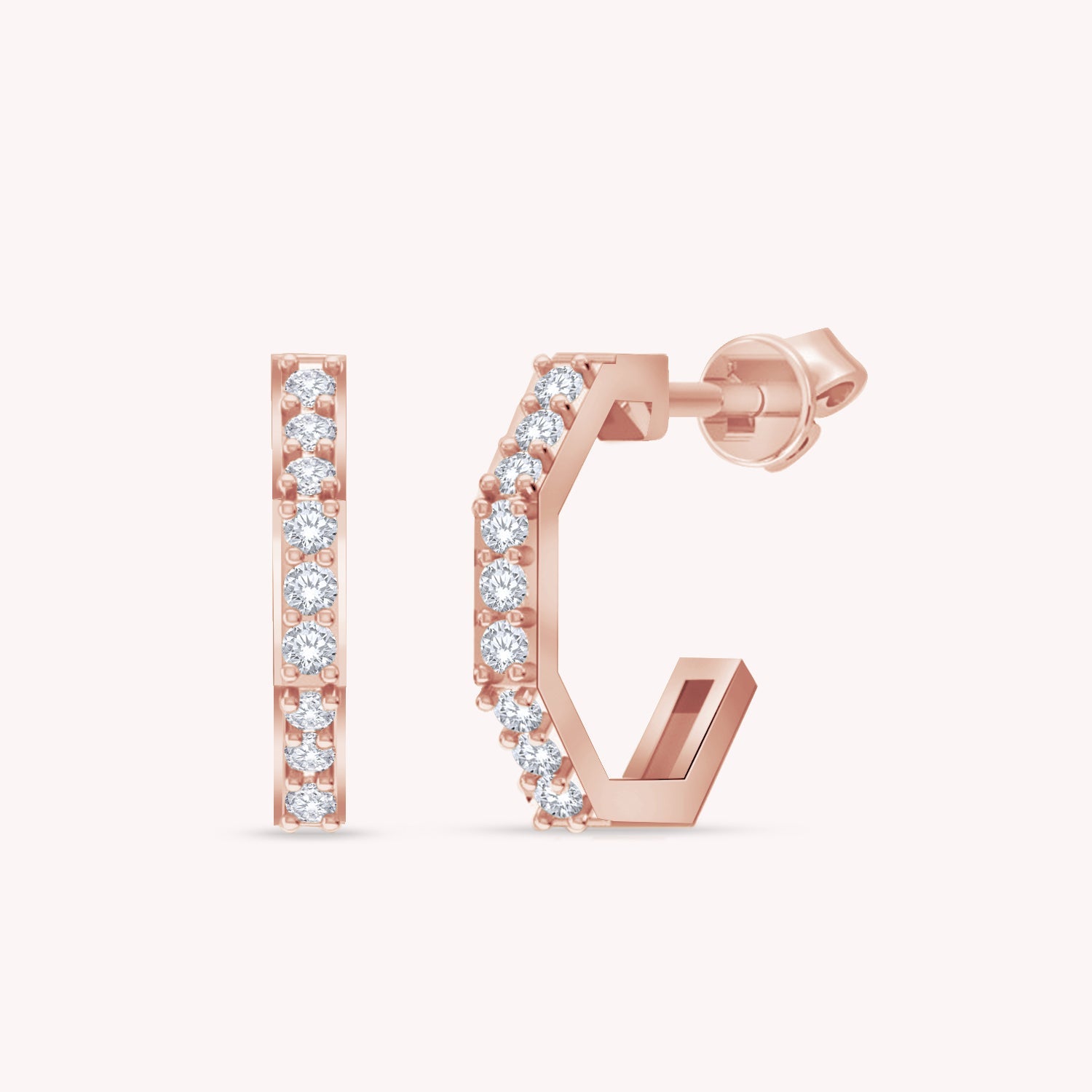 0.33 Carat Lab Grown Diamond Hexagon Stud Earrings