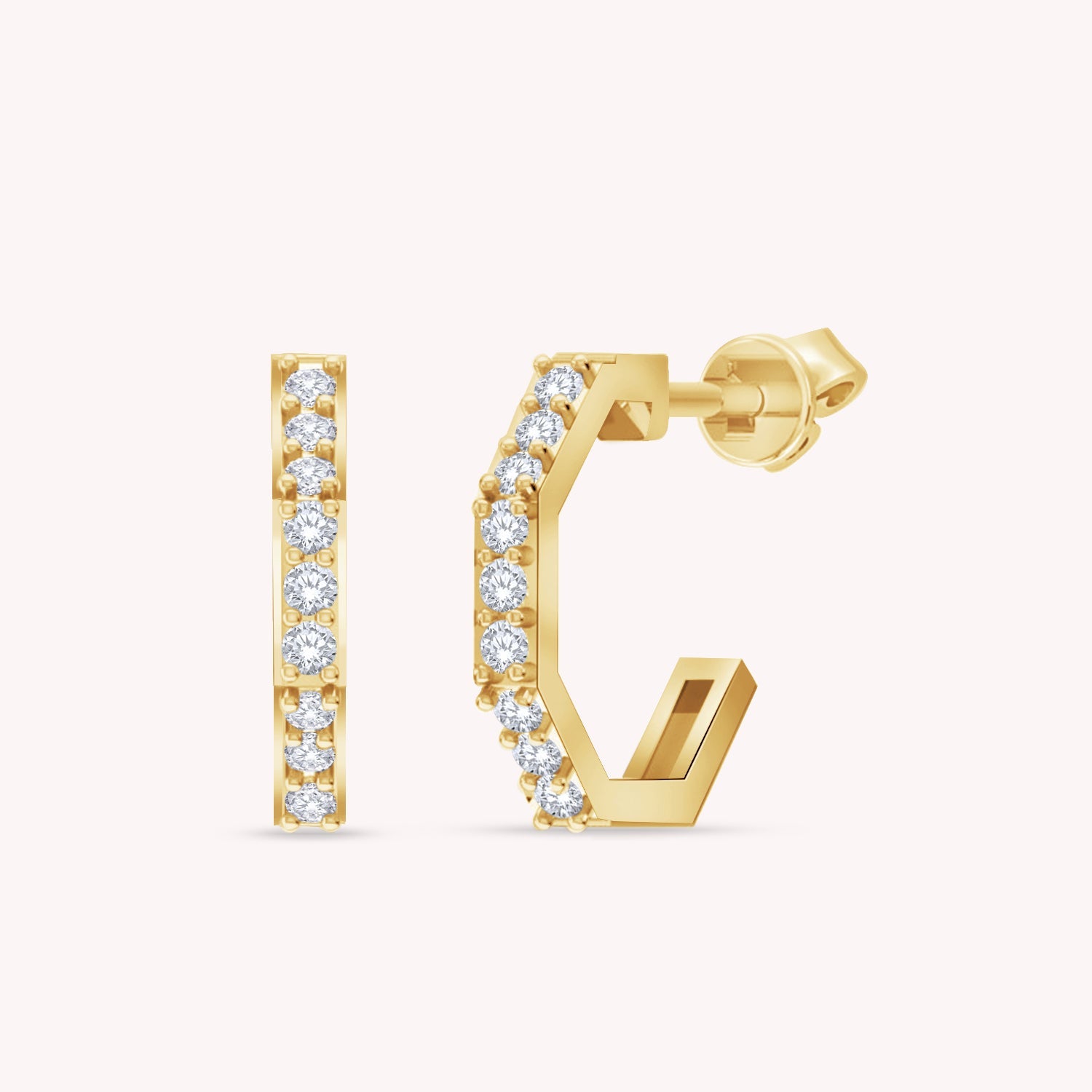 0.33 Carat Lab Grown Diamond Hexagon Stud Earrings