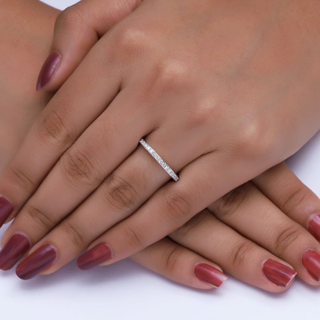 Lab Grown Diamond Half Eternity Wedding Anniversary Band Ring