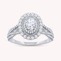 Lab Grown Diamond Halo Split Shank Engagement Ring - 1.00 CTW