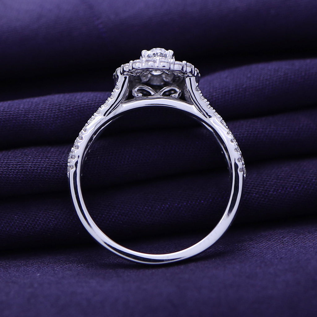 Lab Grown Diamond Halo Split Shank Engagement Ring - 1.00 CTW