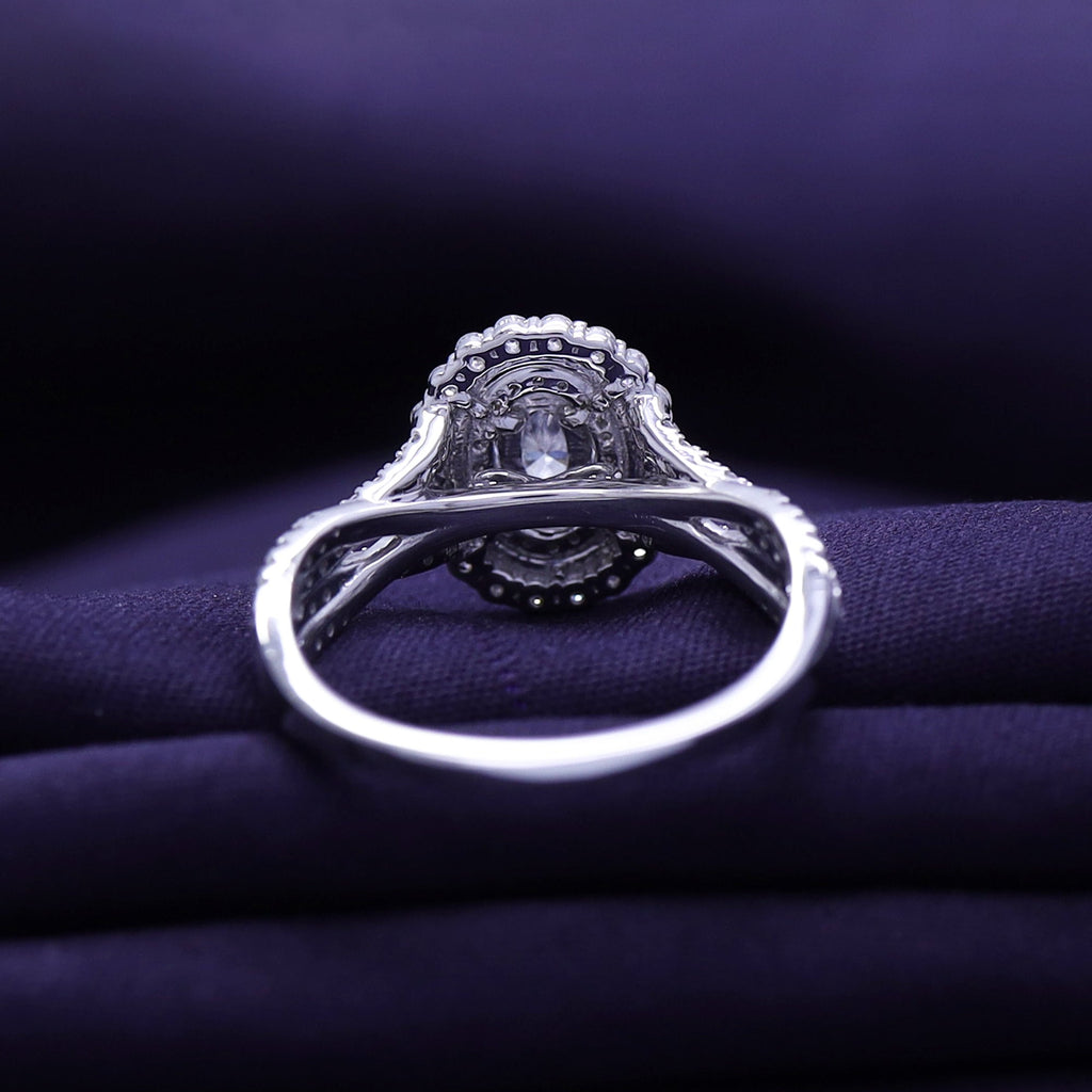 Lab Grown Diamond Halo Split Shank Engagement Ring - 1.00 CTW