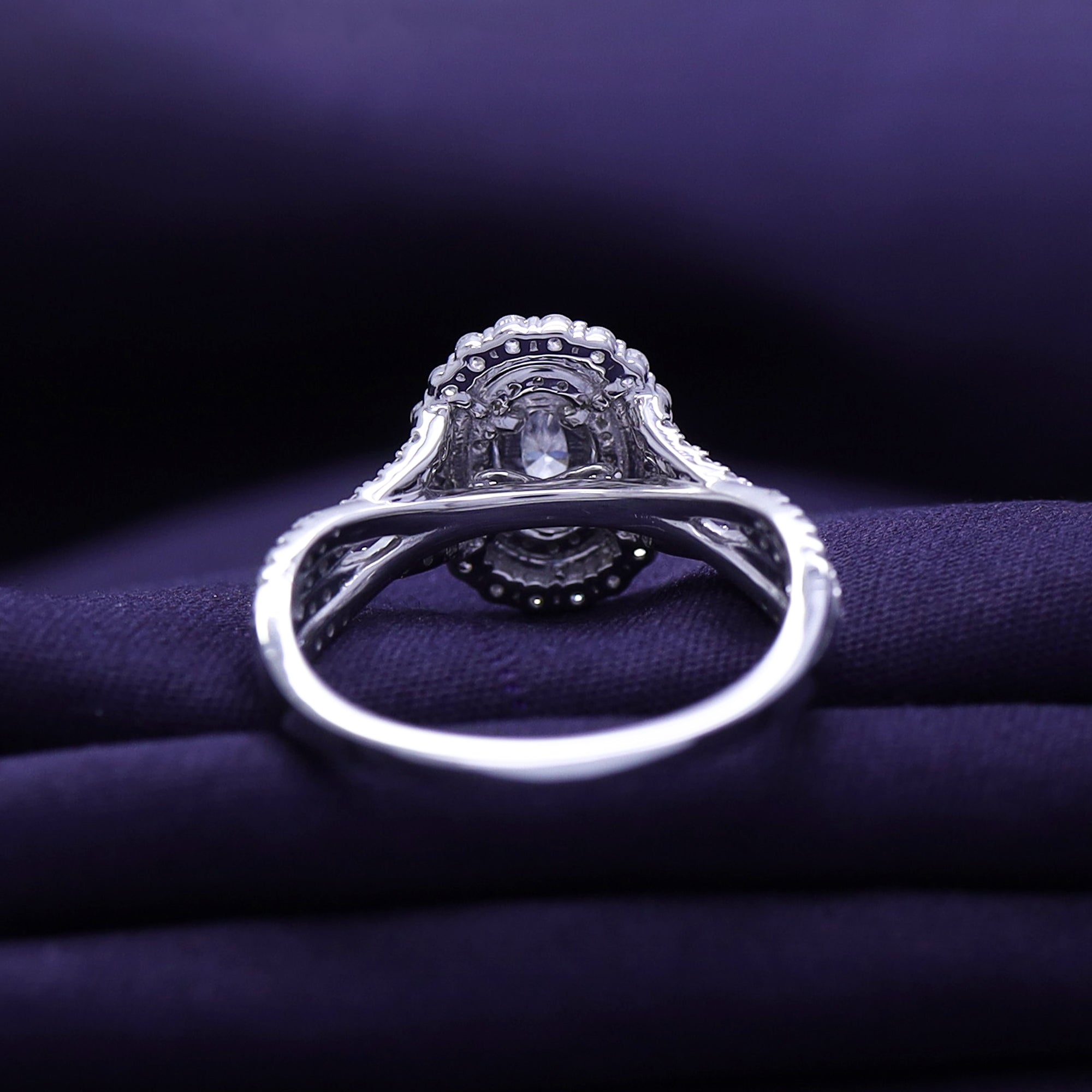 Lab Grown Diamond Halo Split Shank Engagement Ring - 1.00 CTW