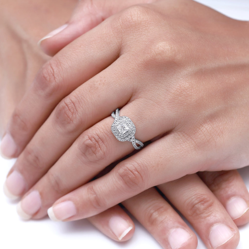 Lab Grown Diamond Double Halo Engagement Ring - 0.75 CTW