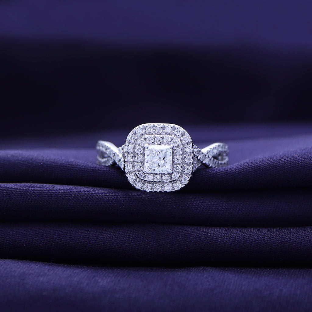 Lab Grown Diamond Double Halo Engagement Ring - 0.75 CTW