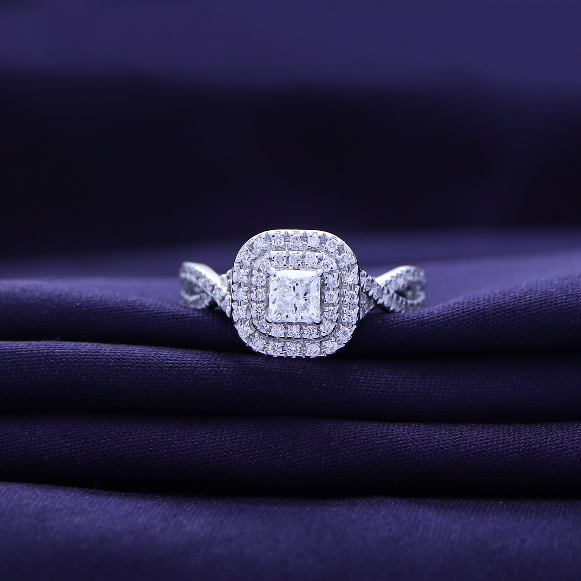 Lab Grown Diamond Double Halo Engagement Ring - 0.75 CTW