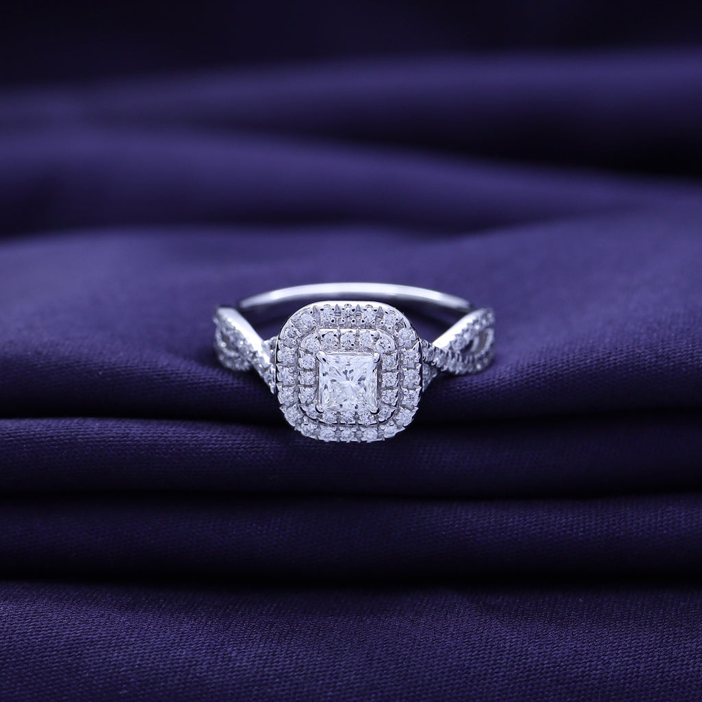 Lab Grown Diamond Double Halo Engagement Ring - 0.75 CTW