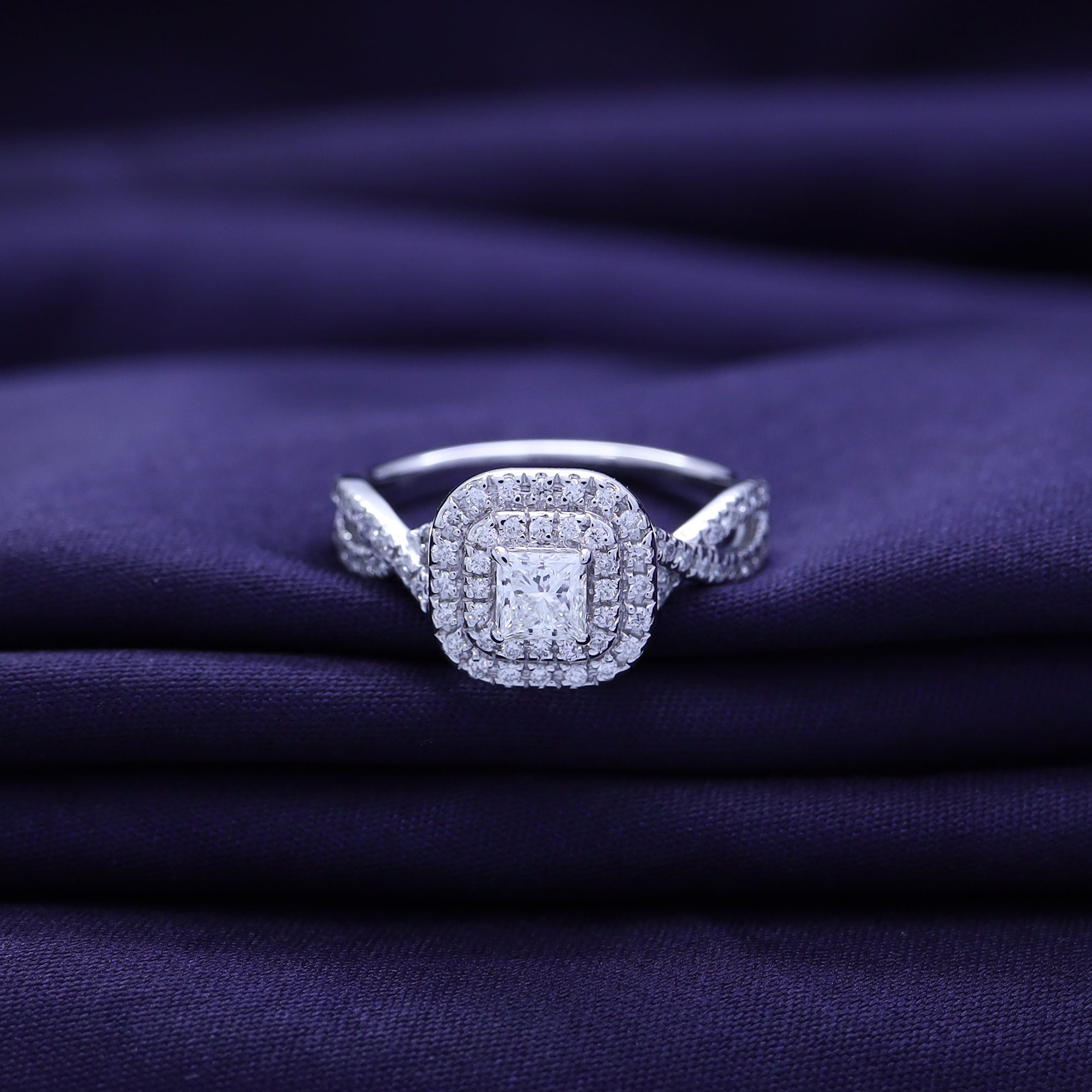Lab Grown Diamond Double Halo Engagement Ring - 0.75 CTW