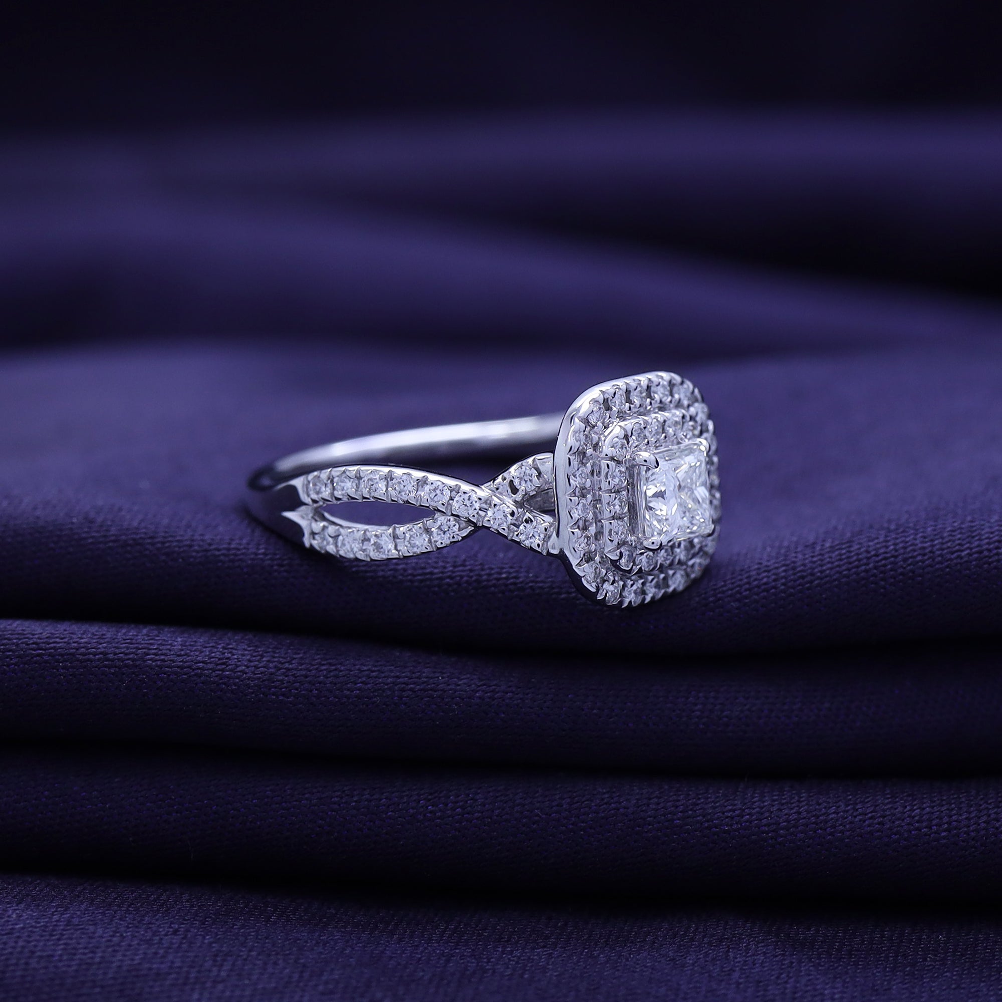 Lab Grown Diamond Double Halo Engagement Ring - 0.75 CTW