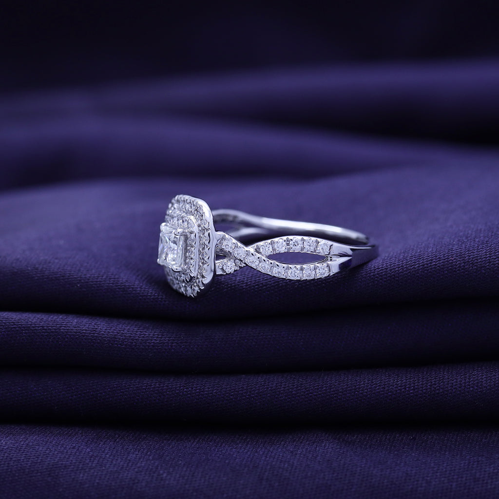 Lab Grown Diamond Double Halo Engagement Ring - 0.75 CTW