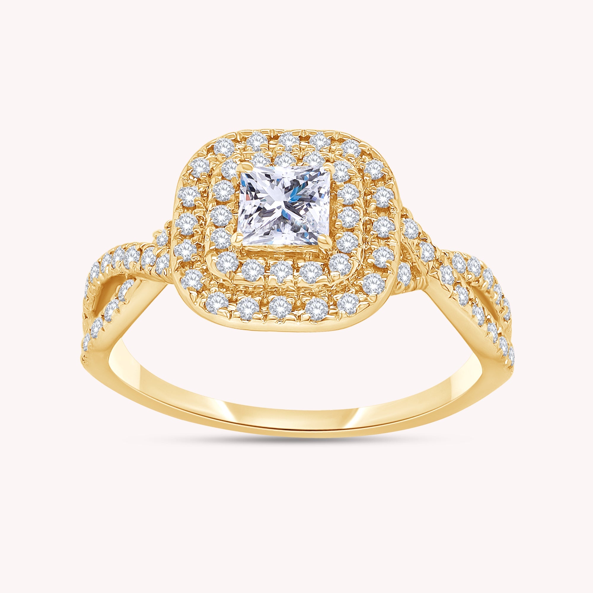 Lab Grown Diamond Double Halo Engagement Ring - 0.75 CTW