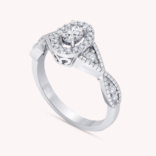0.33 Carat Lab Grown Diamond Twisted Shank Halo Engagement Ring