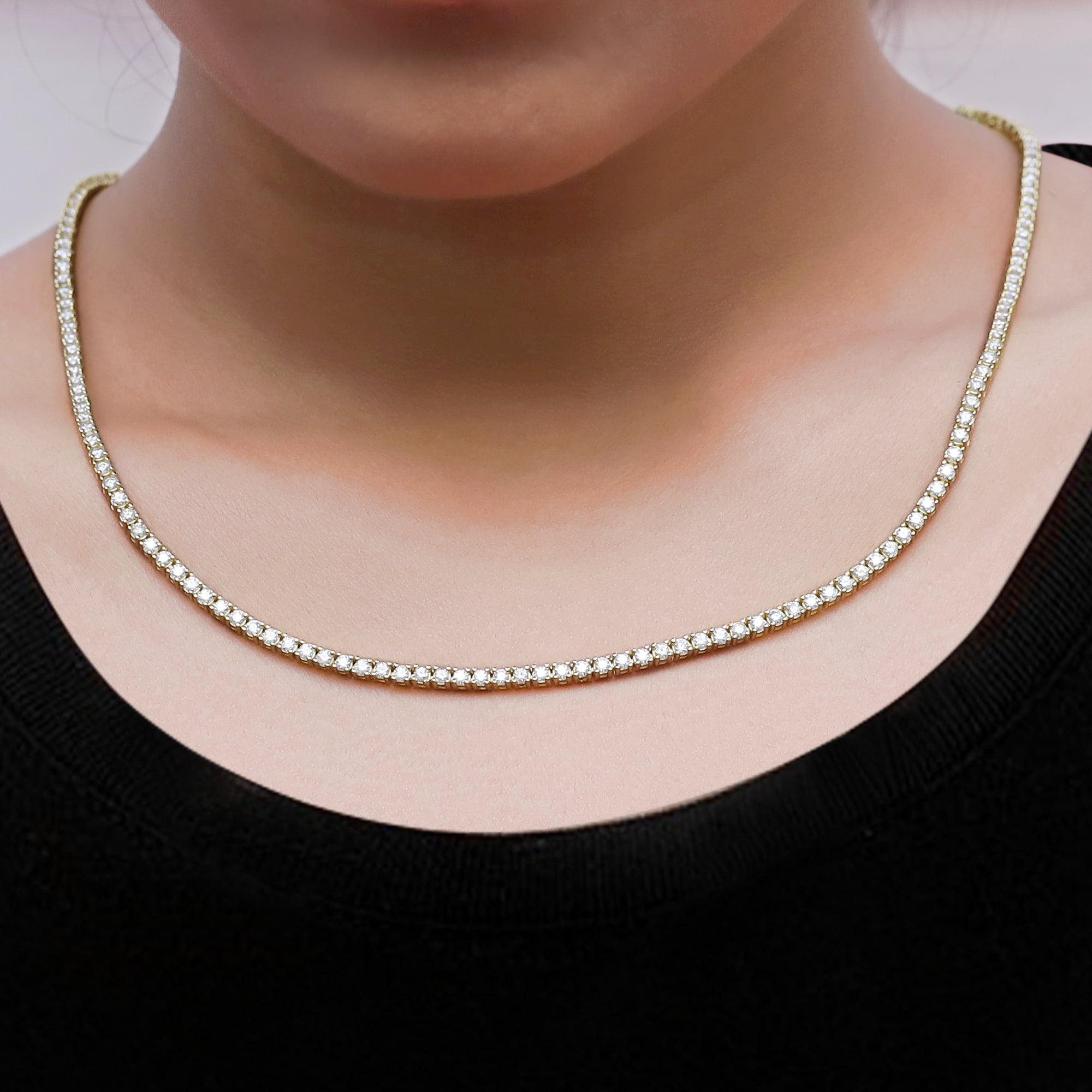 Tennis Necklace For Women Round Cut Lab Grown Diamond Necklace