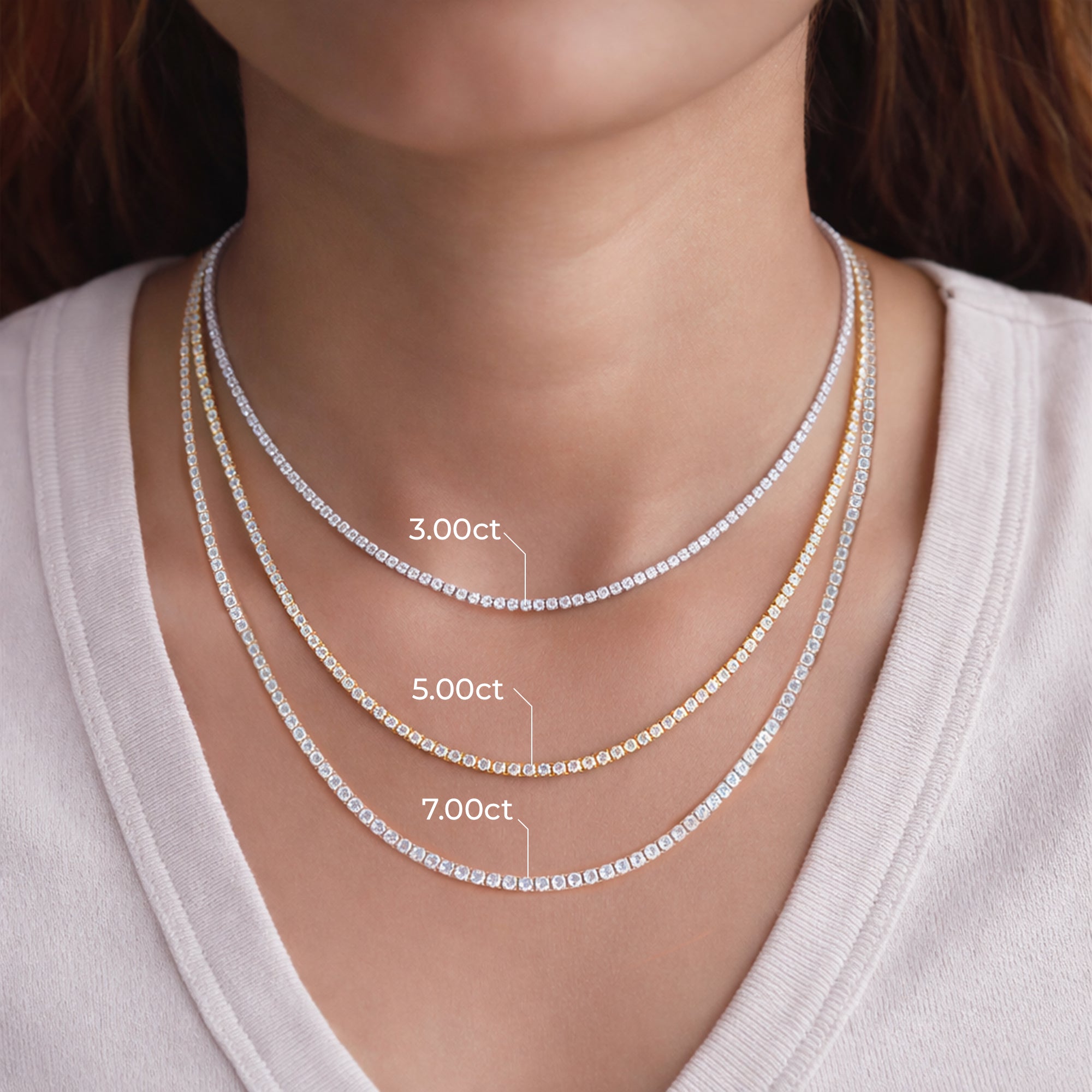 Tennis Necklace For Women Round Cut Lab Grown Diamond Necklace