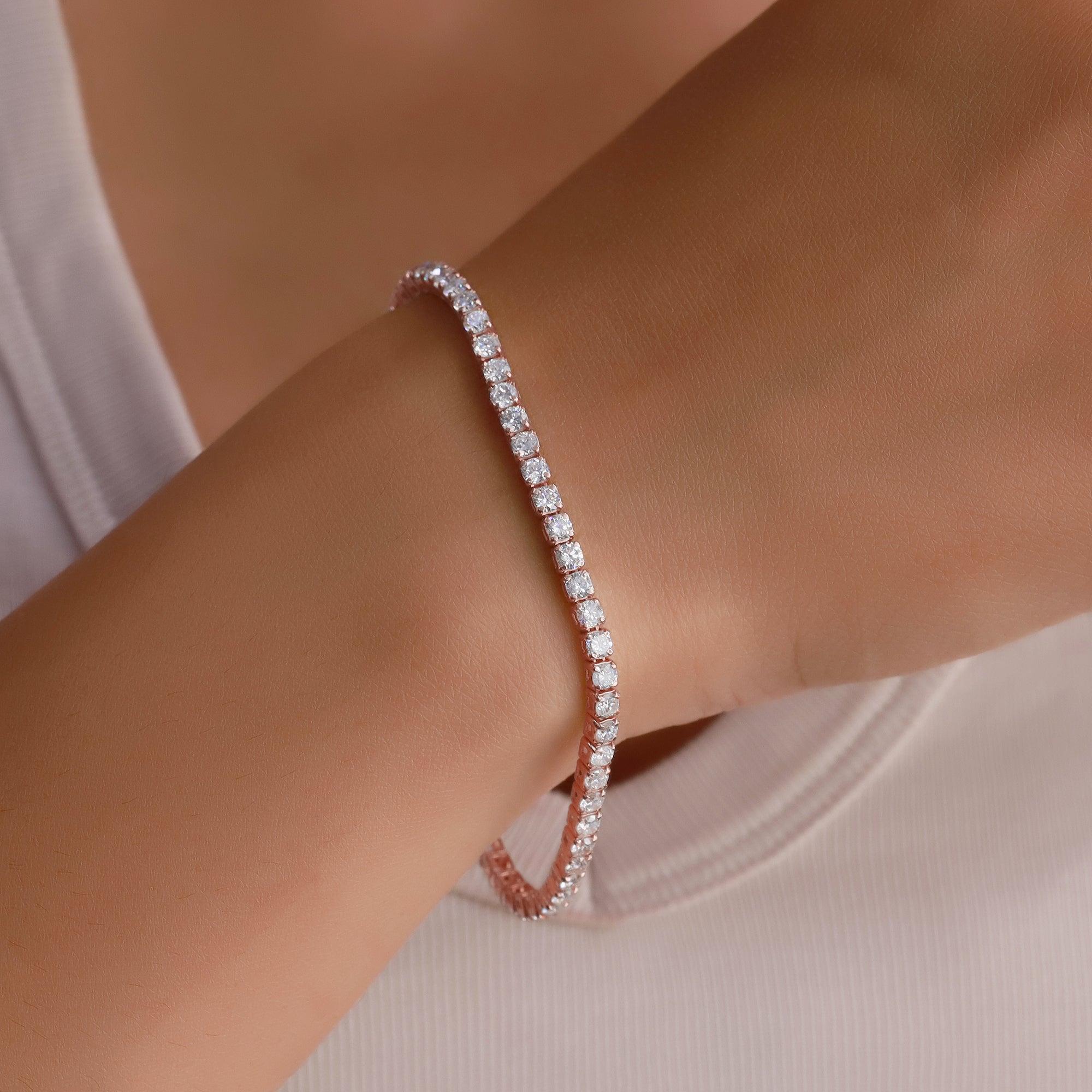 Tennis Bracelet For Women Round Cut Lab Grown Diamond Bracelet Gift For Her