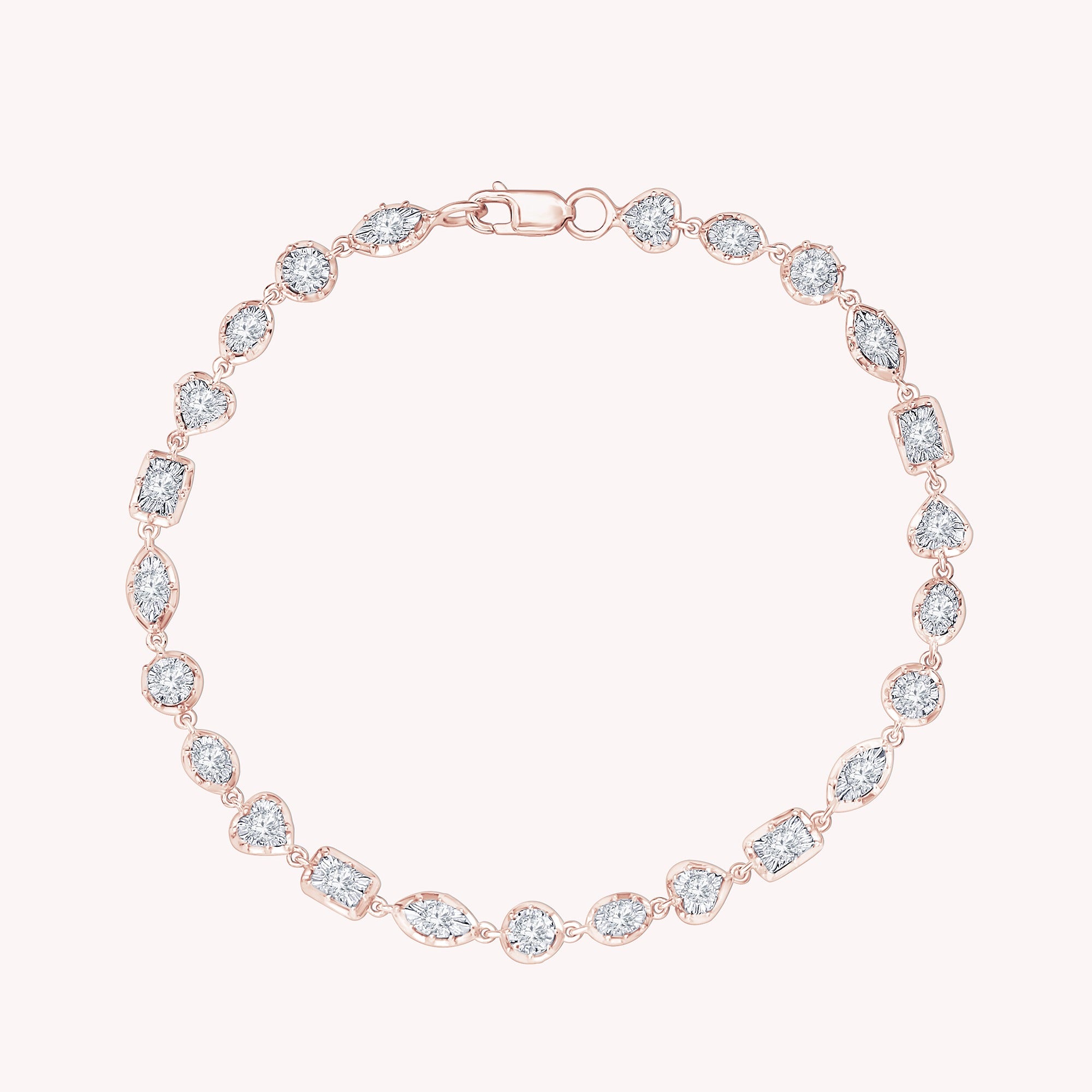 Georgian Tennis Bracelet Multi Shape Style Round Cut Lab Grown Diamond Bracelet