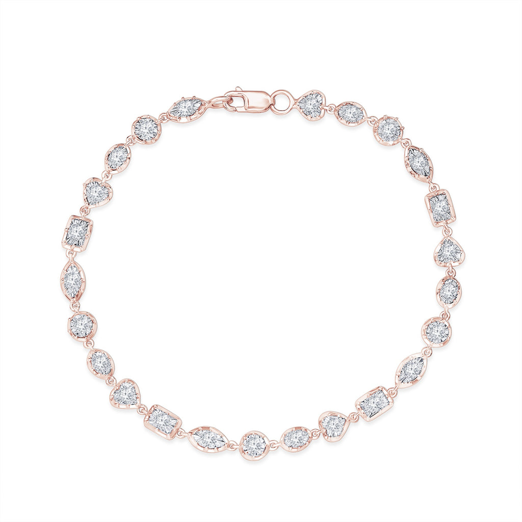 Georgian Tennis Bracelet Multi Shape Style Round Cut Lab Grown Diamond Bracelet