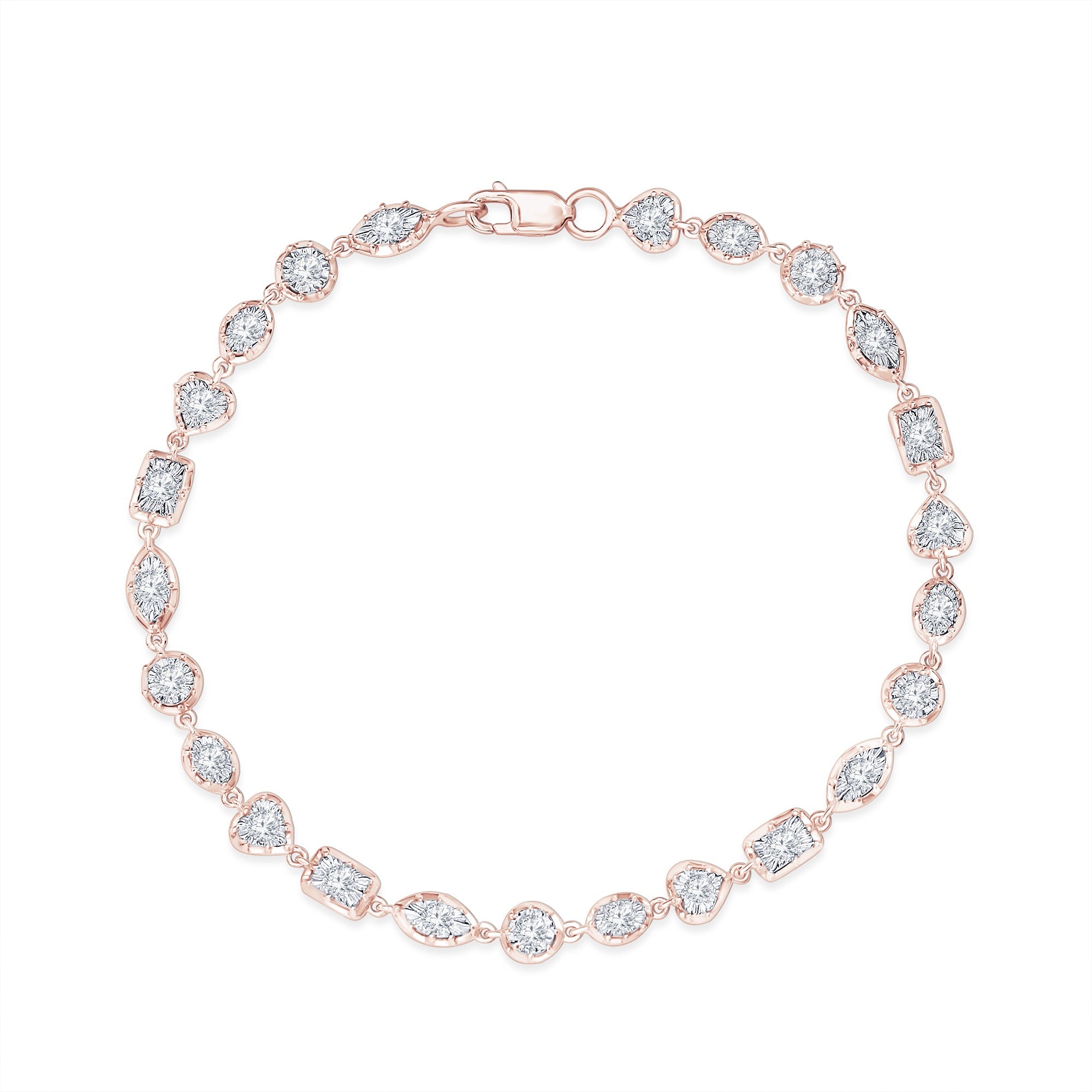 Georgian Tennis Bracelet Multi Shape Style Round Cut Lab Grown Diamond Bracelet