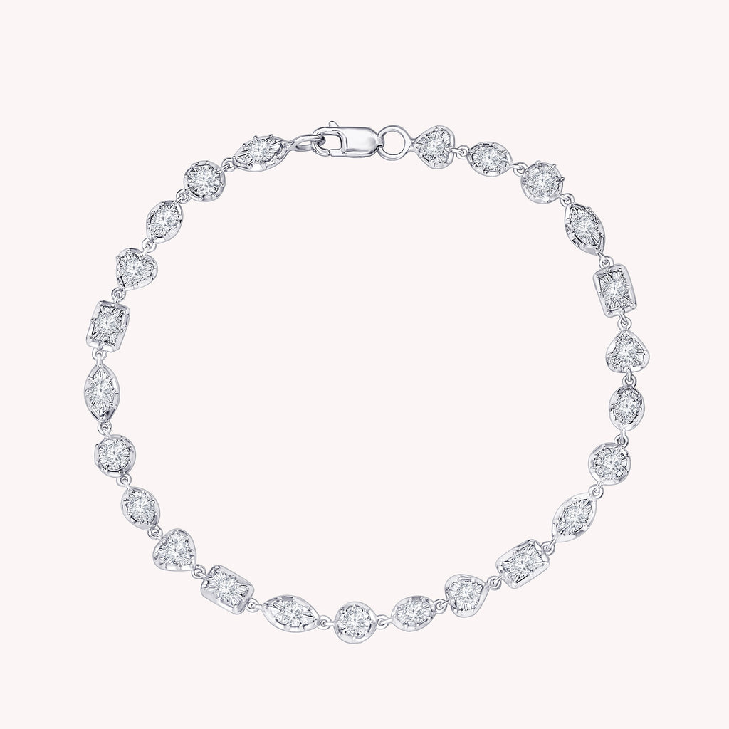 Georgian Tennis Bracelet Multi Shape Style Round Cut Lab Grown Diamond Bracelet