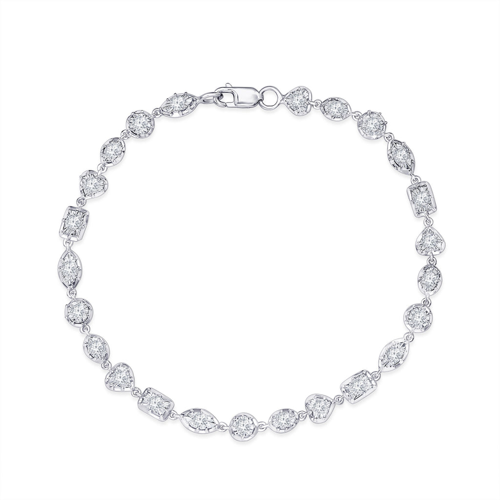 Georgian Tennis Bracelet Multi Shape Style Round Cut Lab Grown Diamond Bracelet