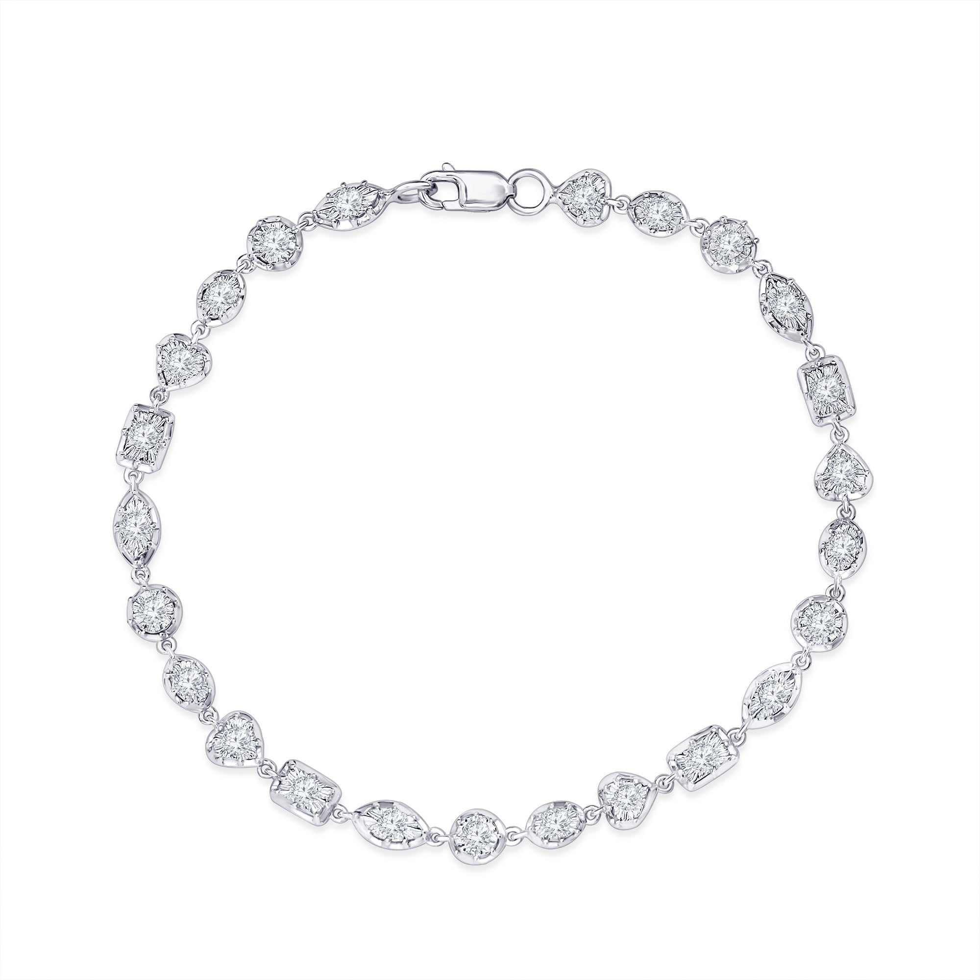 Georgian Tennis Bracelet Multi Shape Style Round Cut Lab Grown Diamond Bracelet