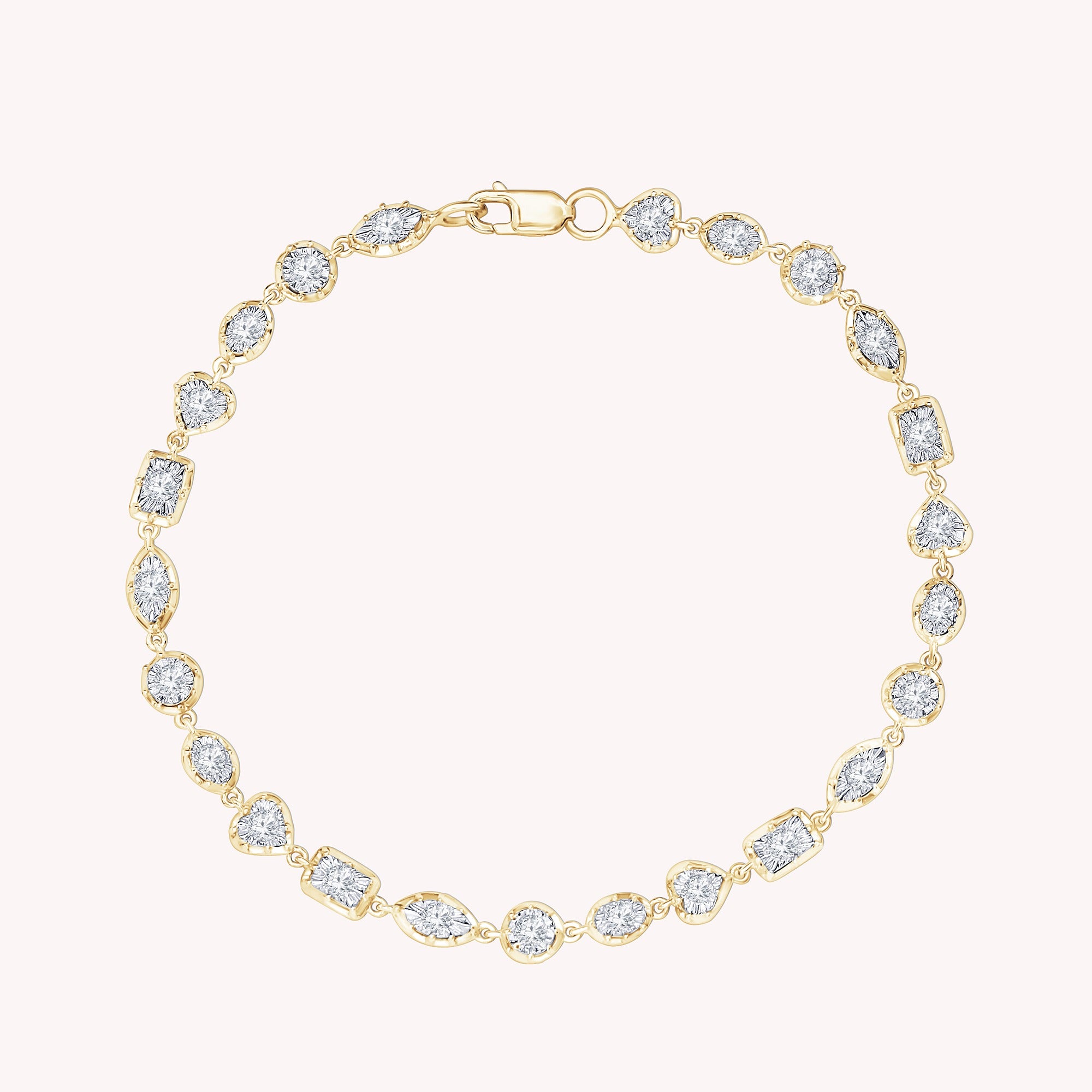 Georgian Tennis Bracelet Multi Shape Style Round Cut Lab Grown Diamond Bracelet