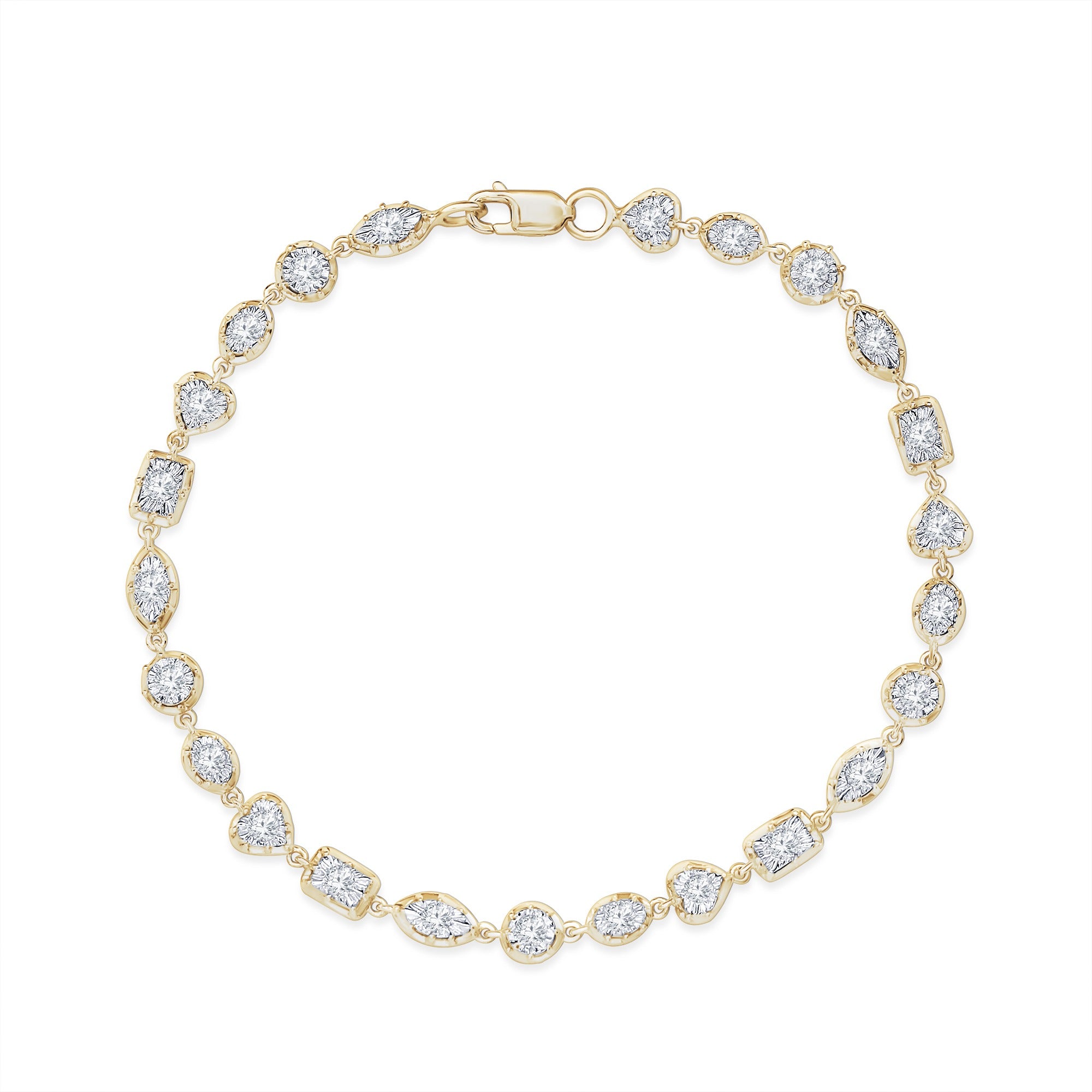 Georgian Tennis Bracelet Multi Shape Style Round Cut Lab Grown Diamond Bracelet