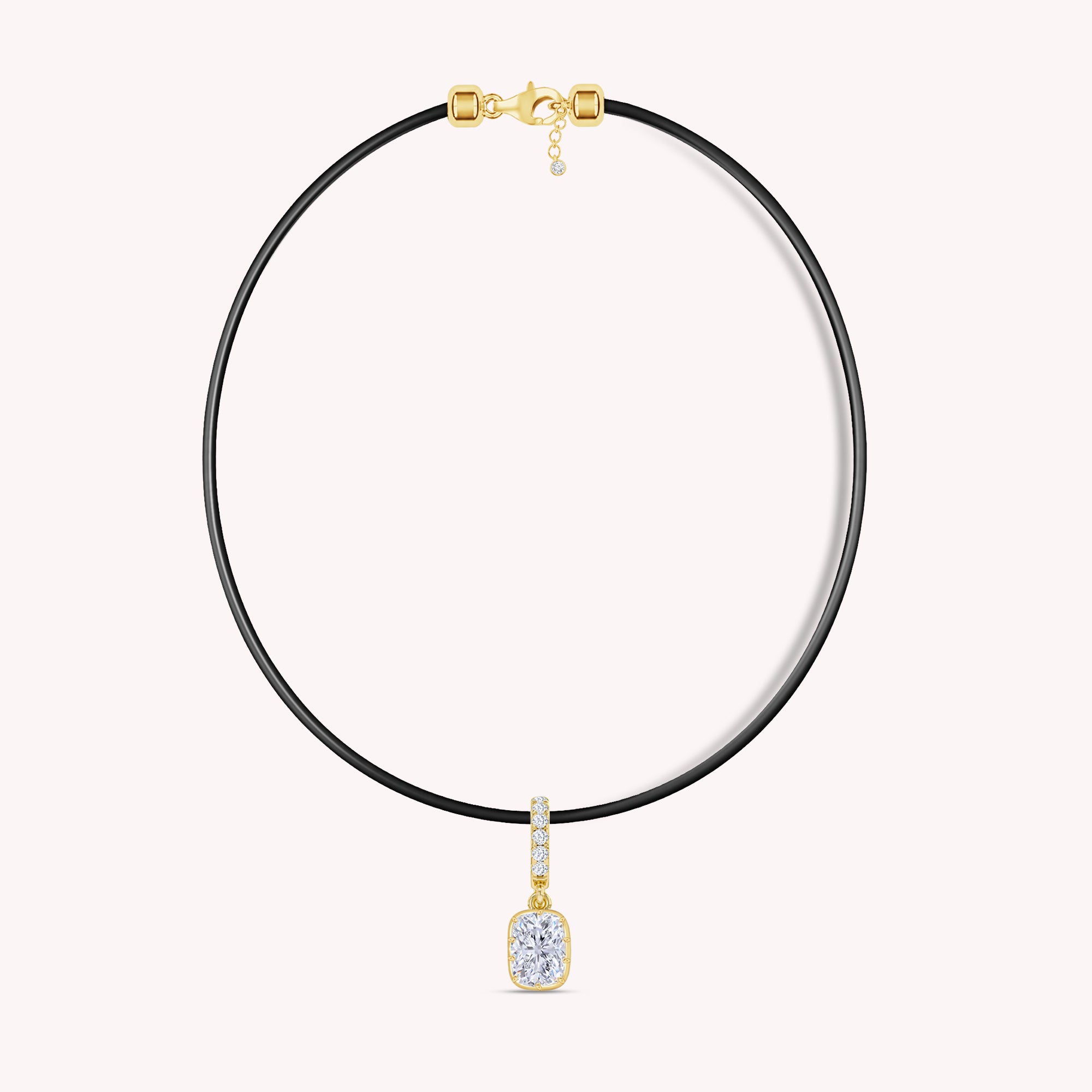Lab Grown Diamond Georgian Leather Cord Pendant Necklace