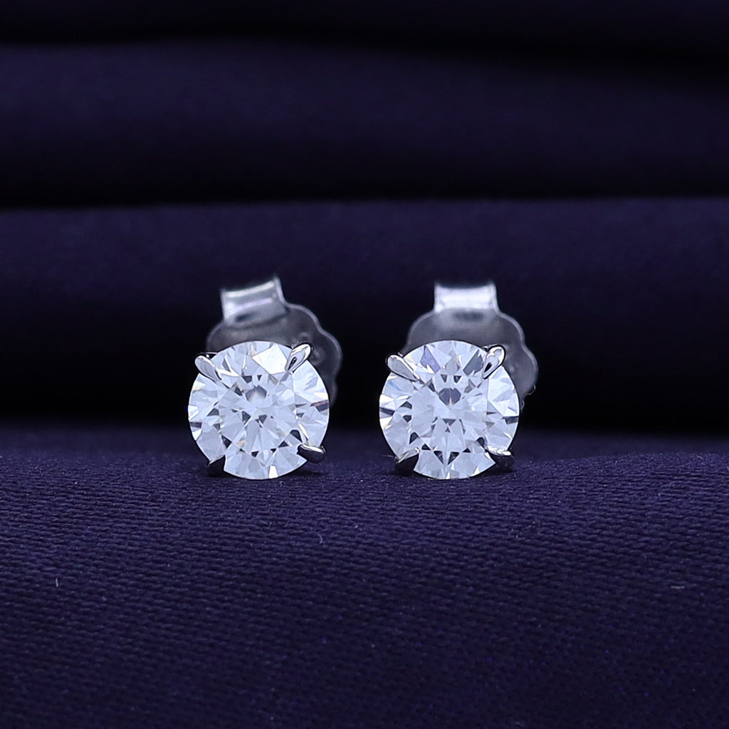 Round Cut Lab Grown Diamond Solitaire Stud Earrings for Women