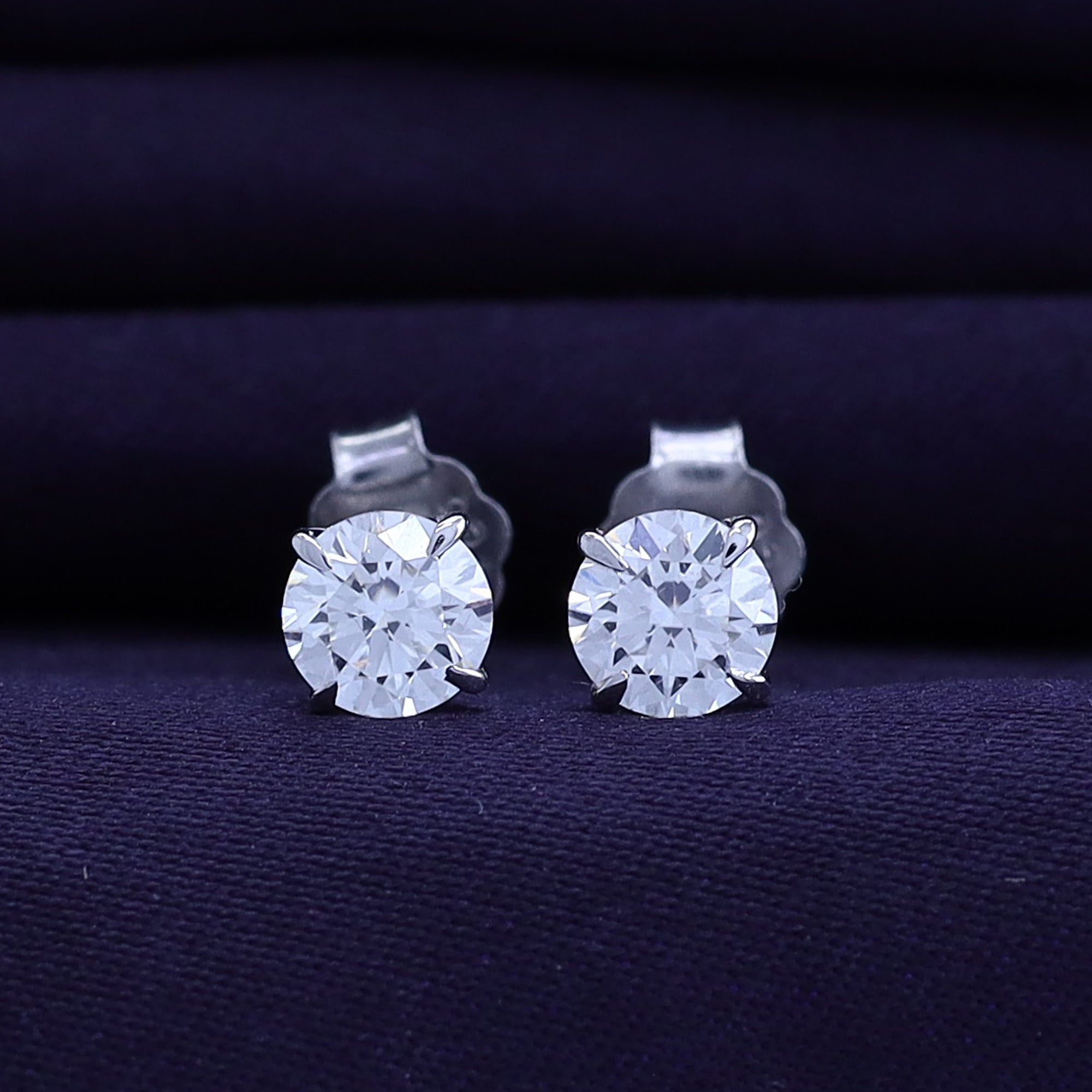 Round Cut Lab Grown Diamond Solitaire Stud Earrings for Women