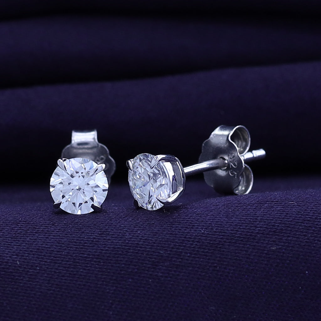 Round Cut Lab Grown Diamond Solitaire Stud Earrings for Women