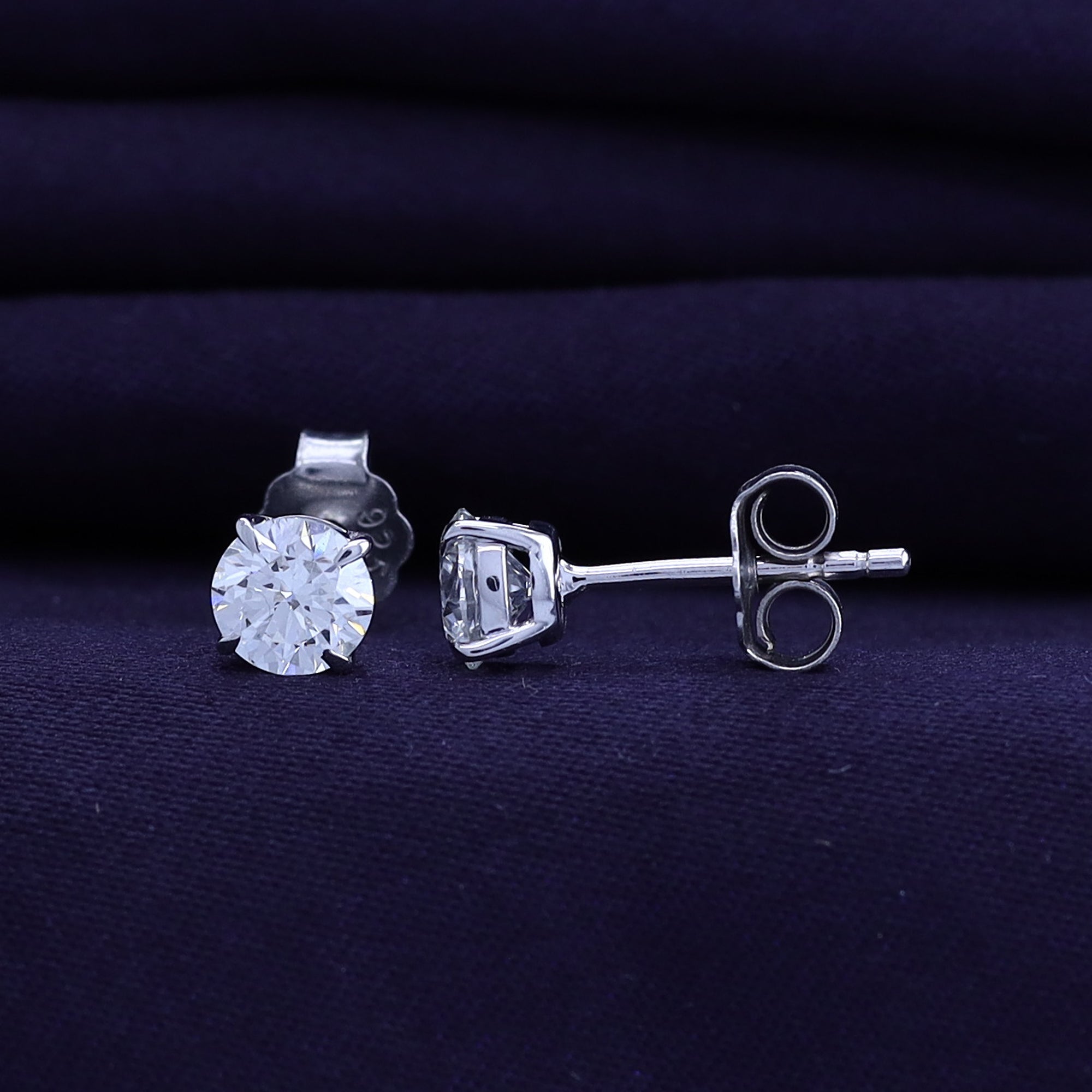 Round Cut Lab Grown Diamond Solitaire Stud Earrings for Women