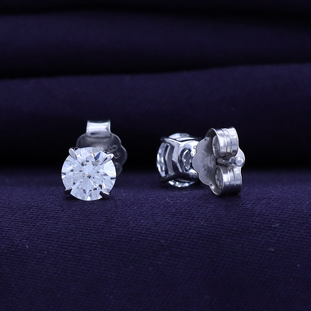 Round Cut Lab Grown Diamond Solitaire Stud Earrings for Women