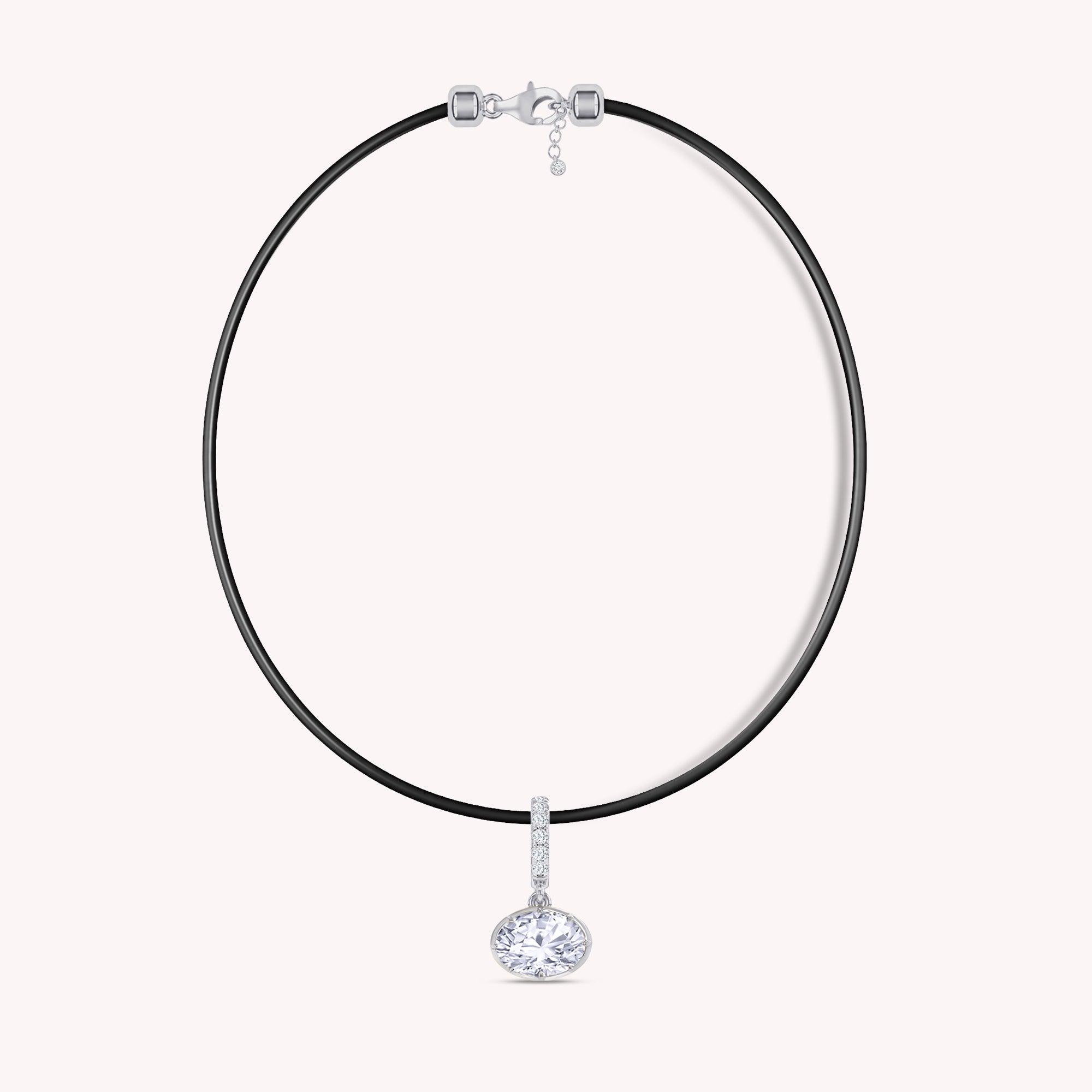 Lab Grown Diamond Georgian Leather Cord Pendant Necklace