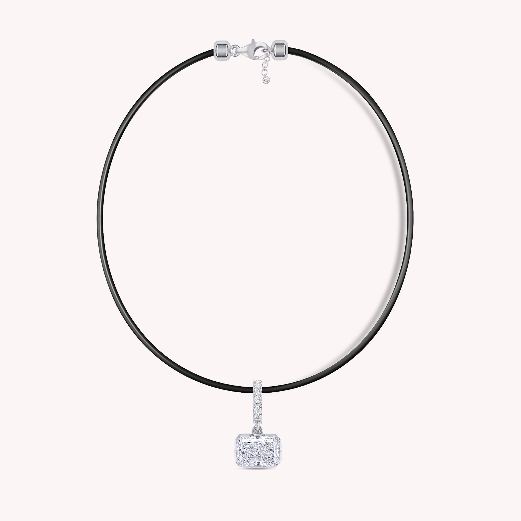 Lab Grown Diamond Georgian Leather Cord Pendant Necklace