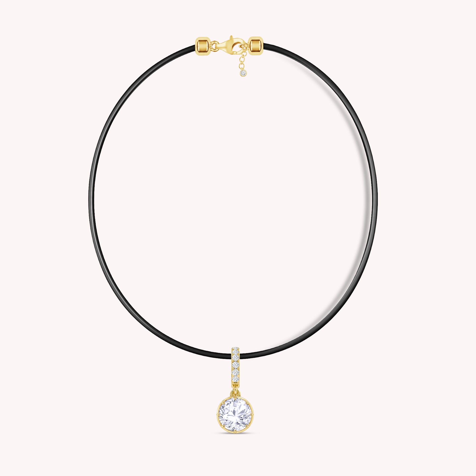 Lab Grown Diamond Georgian Leather Cord Pendant Necklace